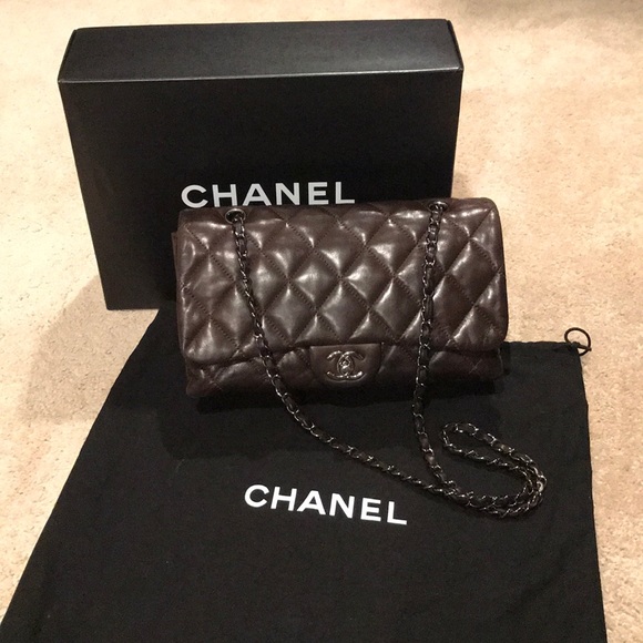 CHANEL Lambskin Quilted 3 Accordion Flap Brown - Picture 8 of 8